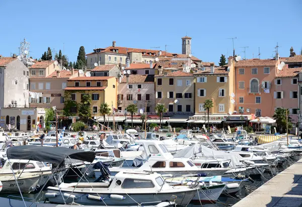 Rovinj Ship Boat Boats Ships Harbor Istria Croatia Sea Medanean — стоковое фото