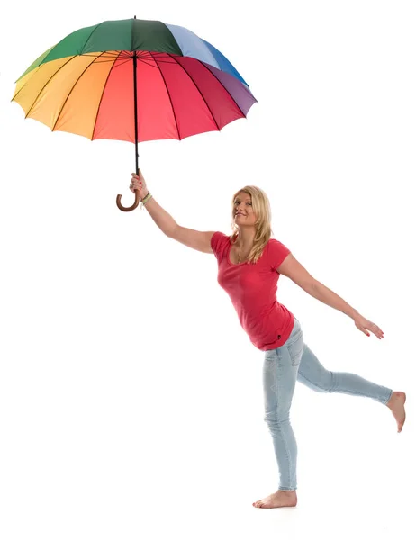 Mladá Žena Deštníkem — Stock fotografie