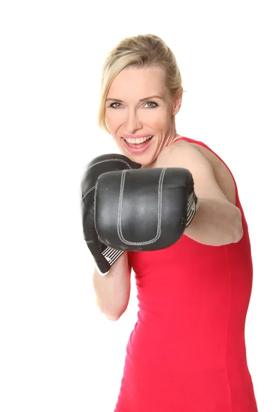 Mladá Žena Boxerskými Rukavicemi — Stock fotografie