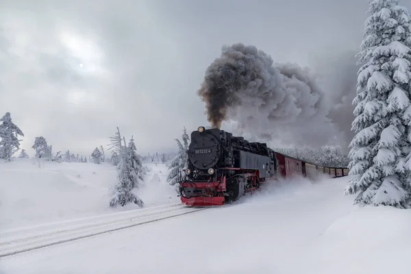 Locomotiva Vapor Inverno — Fotografia de Stock