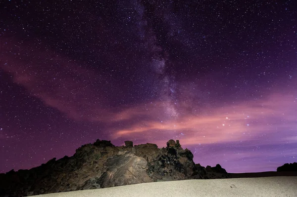 Nightly Starry Sky Tenerife Teide National Park — Stock Photo, Image