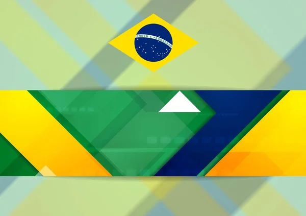 Tecnologia Geometria Vetorial Fundo Cores Brasileiras — Fotografia de Stock