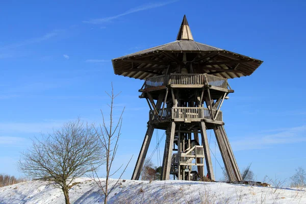 Alte Hölzerne Windmühle Winter — Stockfoto