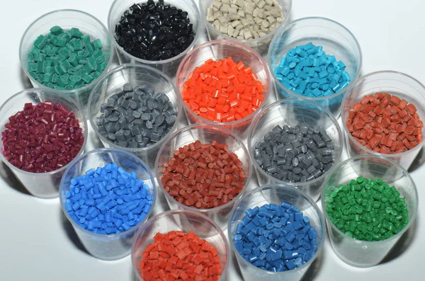 Grânulos Polímero Plástico Colorido — Fotografia de Stock