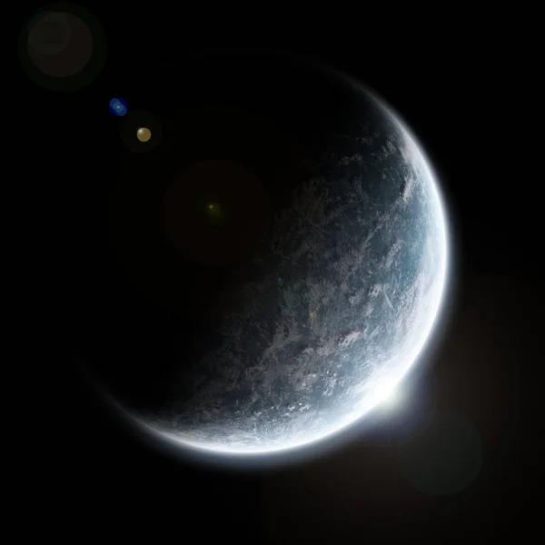 Weergave Van Planeet Aarde Vanuit Ruimte Tijdens Meteoriet — Stockfoto