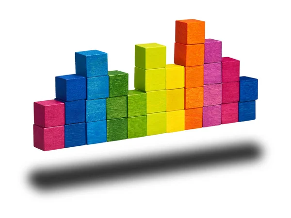 Gráfico Construído Cubos Madeira Coloridos — Fotografia de Stock