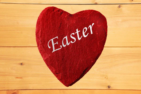 Red Heart Easter Lettering — Stock Photo, Image