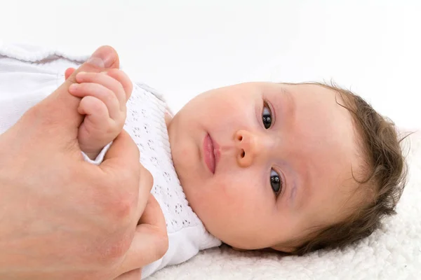Μωρό Κοντινό Πλάνο Ενός Νηπίου Χέρι Κρατάει — Φωτογραφία Αρχείου
