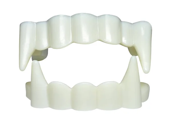 Frigjorda Tänder Med Skarpa Huggtänder Mot Vit Bakgrund — Stockfoto