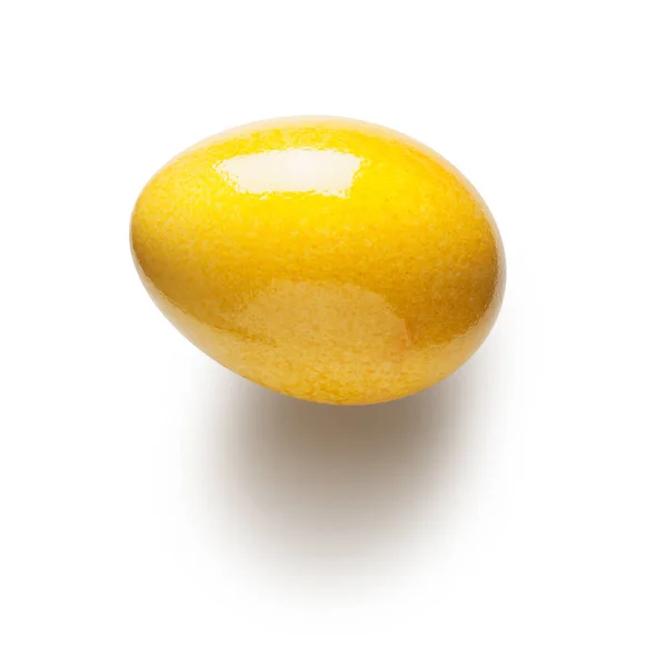 Žluté Namalované Velikonoční Vajíčko Izolované Bílém Pozadí Objekt Oříznutou Cestou — Stock fotografie