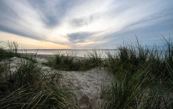 Pôr Sol Costa Alemã Mar Norte — Fotografia de Stock