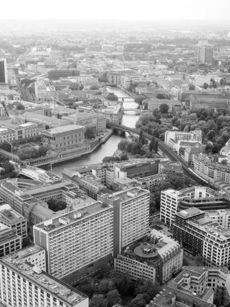 Aeria Θέα Της Πόλης Του Βερολίνου Στη Γερμανία Μαύρο Και — Φωτογραφία Αρχείου