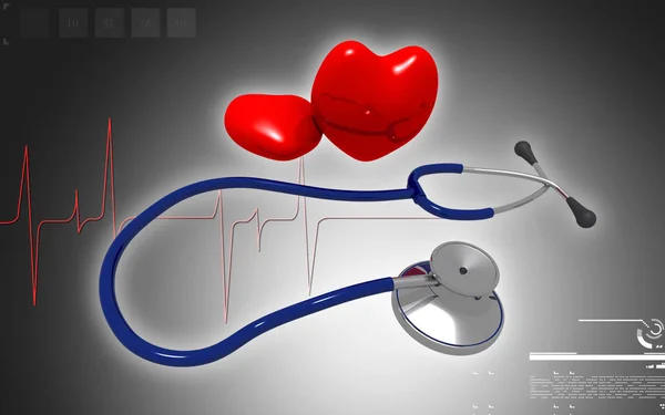 Digital Illustration Stethoscope Heart Colour Background — Stock Photo, Image