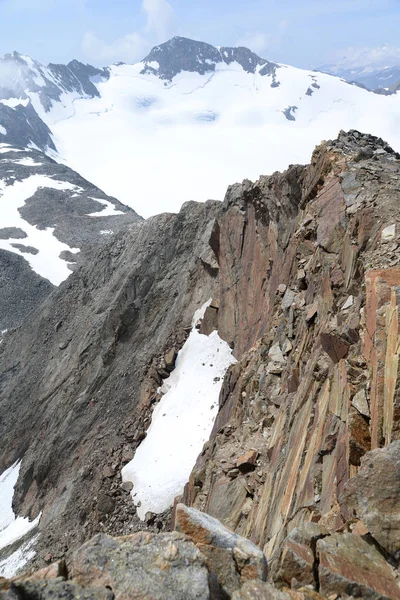 Windacher Kogel Kogel Csúcsok Hegyek Stubai Daunjoch Hegyek Hátsó Daunkopf — Stock Fotó