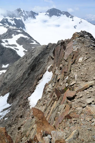 Windacher Kogel Kogel Csúcsok Hegyek Stubai Daunjoch Hegyek Hátsó Daunkopf — Stock Fotó