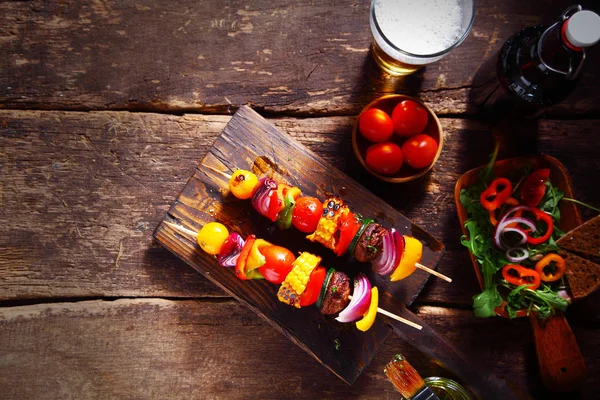 Delicious Bar Lunch Fresh Vegan Vegetarian Kebabs Assorted Roasted Colorful — Stock Photo, Image