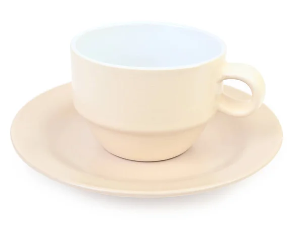 Tazza Caffè Beige Sullo Sfondo Bianco — Foto Stock