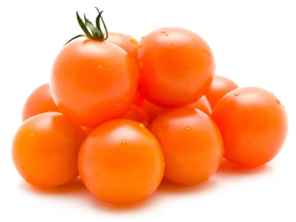 Małe Czerwone Pomidory Białym Tle — Zdjęcie stockowe