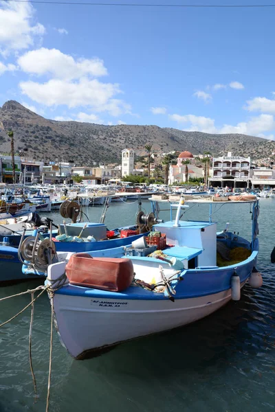 Elounda Creta Puerto Puerto Pesquero Griego Mediterráneo Barco Pesca Barco —  Fotos de Stock