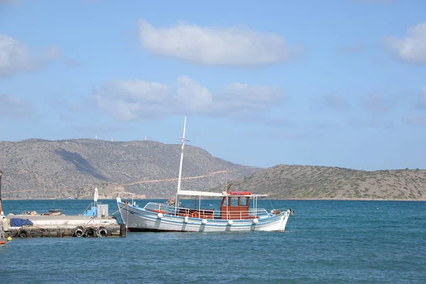Elounda Crete Harbor Fishing Harbor Greece Mediterranean Fishing Boat Boat — Stock Photo, Image