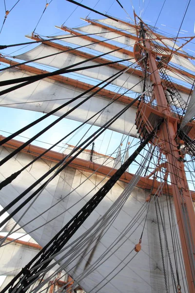 Vista Panorámica Los Detalles Del Barco Vela — Foto de Stock