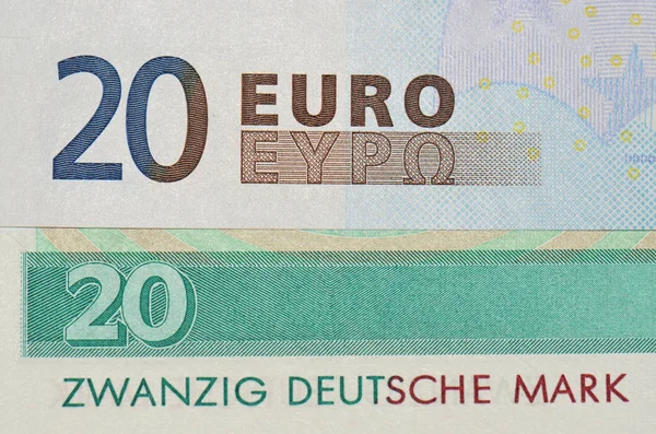 20马克 20欧元 — 图库照片