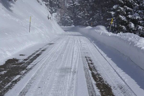 Дорога Fardo Дорога Швейцарском Кантоне Тичино Ticino Снятая Зимой Февраль — стоковое фото
