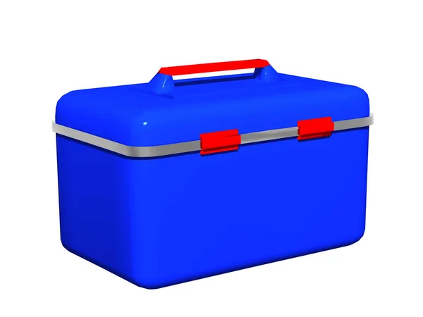 白い背景に隔離された青いプラスチック製の道具箱 — ストック写真