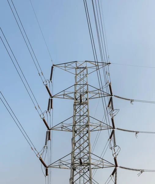 Strommast Oder Sendemast Blauem Himmel — Stockfoto