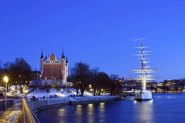 Wunderbare Winternacht Mit Blick Auf Das Admiralshaus Und Das Chapman — Stockfoto