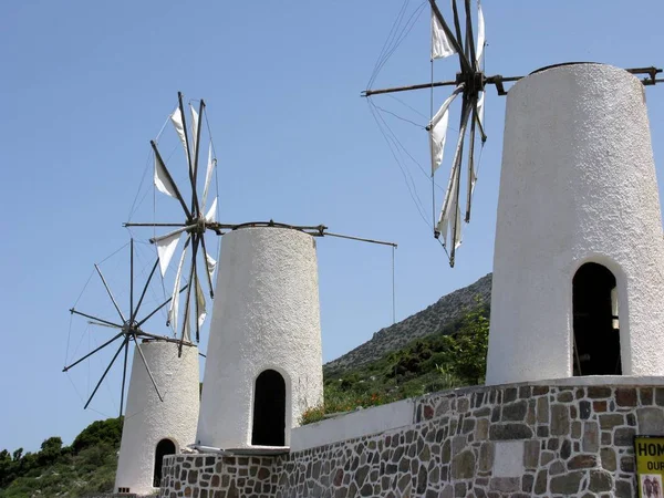 Molinos Viento Meseta Lassithi — Foto de Stock