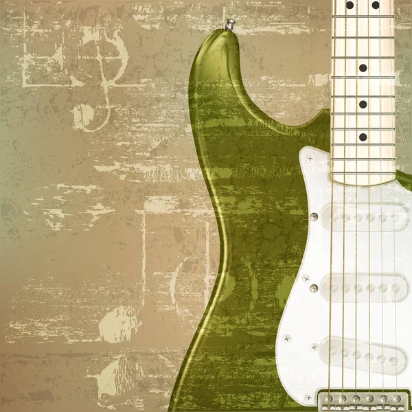 Abstraktní Zelený Zvuk Grunge Pozadí Elektrickou Kytaru — Stock fotografie