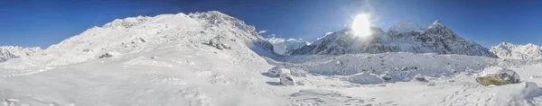 Panorama Panorâmico Dos Himalaias Perto Kanchenjunga Nepal — Fotografia de Stock