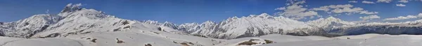Panorama Panoramique Des Montagnes Caucase Couvertes Neige Svaneti Géorgie — Photo