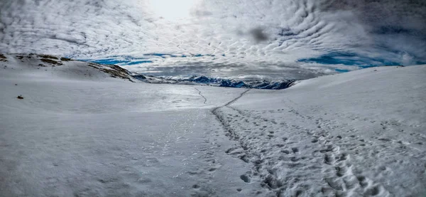 Scenic Panorama Snowy Landscape Trolltunga Norway — Stock Photo, Image