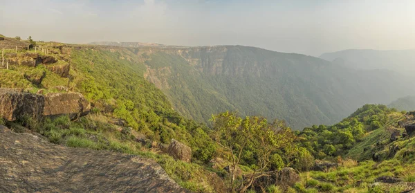 Panorama Panorâmico Vale Verde Cherapunjee Índia — Fotografia de Stock