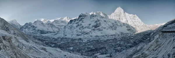 Panorama Panorámico Del Glaciar Himalaya Cerca Kanchenjunga Nepal —  Fotos de Stock