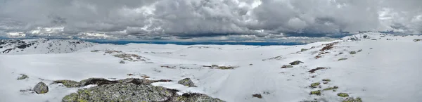 Panorama Panoramico Del Paesaggio Gelido Norvegia — Foto Stock