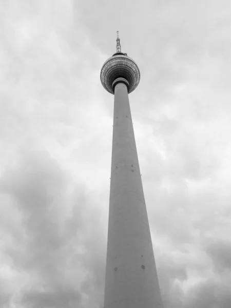 Wieża Telewizyjna Fernsehturm Berlinie Czerni Bieli — Zdjęcie stockowe