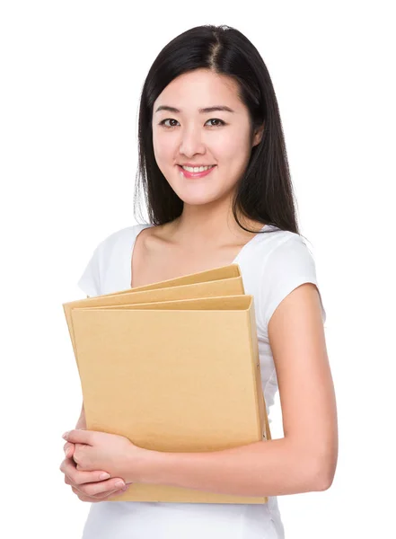 Asian Woman Hold Folder — Stock Photo, Image