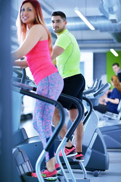 Group Young People Running Treadmills Modern Sport Gym — Stock Photo, Image