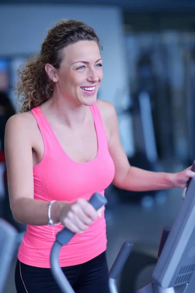Esporte Fitness Estilo Vida Tecnologia Conceito Pessoas Mulher Sorridente Exercitando — Fotografia de Stock