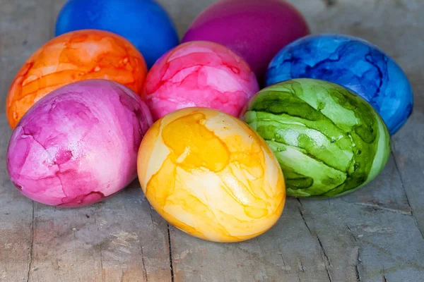 Пасхальные Яйца Корзине Открытая Съемка Эффектом Гранжа — стоковое фото
