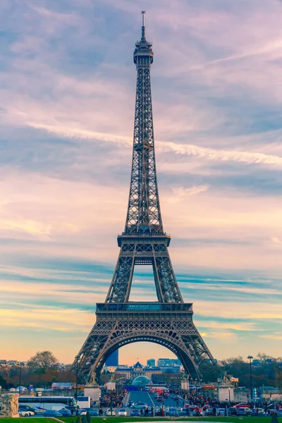 Eiffelova Věž Tour Eiffel Zimním Susetu Paříži Francii Krásný Výhled — Stock fotografie