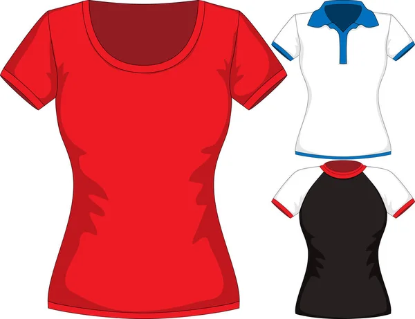 Set Vettoriale Design Template Donne Shirt Diversi Stili Colori — Foto Stock