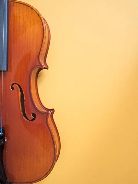 Detail Violin Yellow Background — Stock Photo, Image