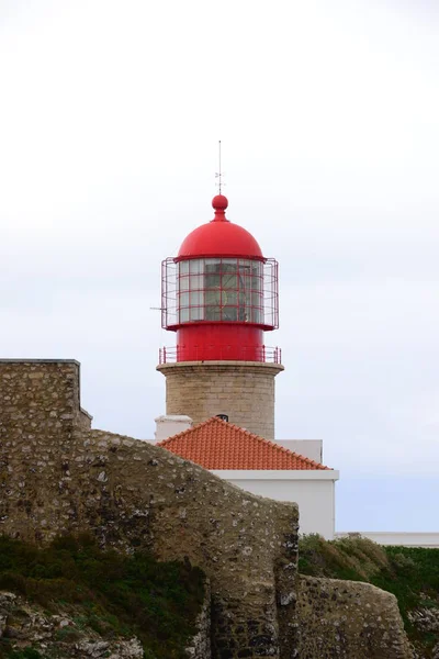 Portugal Cabo San Vicente Latarnia Morska Landesende — Zdjęcie stockowe
