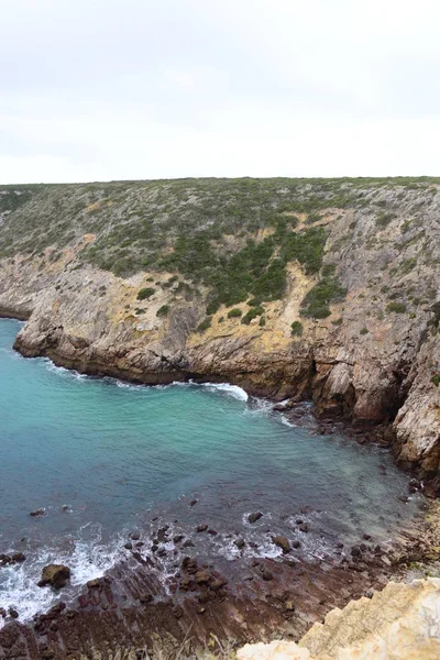 Portugal Cabo San Vicente Vuurtoren Einde Van Het Land — Stockfoto