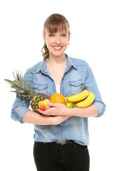 Ritratto Donna Con Frutta — Foto Stock