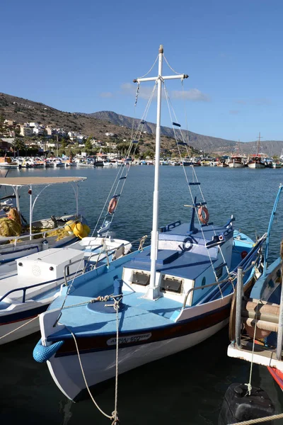 Elounda Crete Harbor Fishing Port Greece Medanean Fishing Boat Boat — стоковое фото